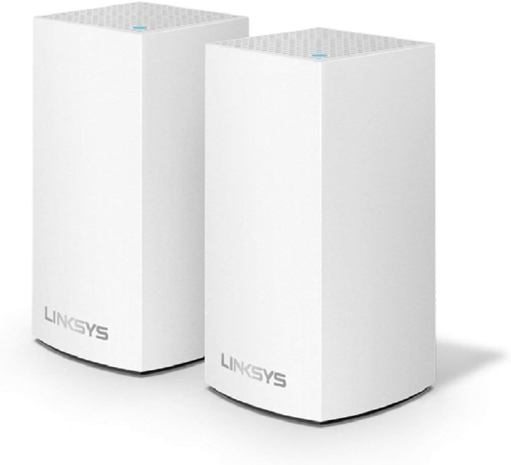 Linksys Velop Mesh Home WiFi System 3000 sq ft Coverage, 20+ Devices, Speeds up to (AC1300) 1.3Gbps, Dual-Band, 2 Pack, White - WHW0102